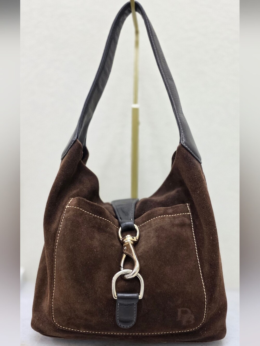 Dooney & Bourke Annalisa Lock Sac Suede Hobo Chocolate Brown Shoulder Bag